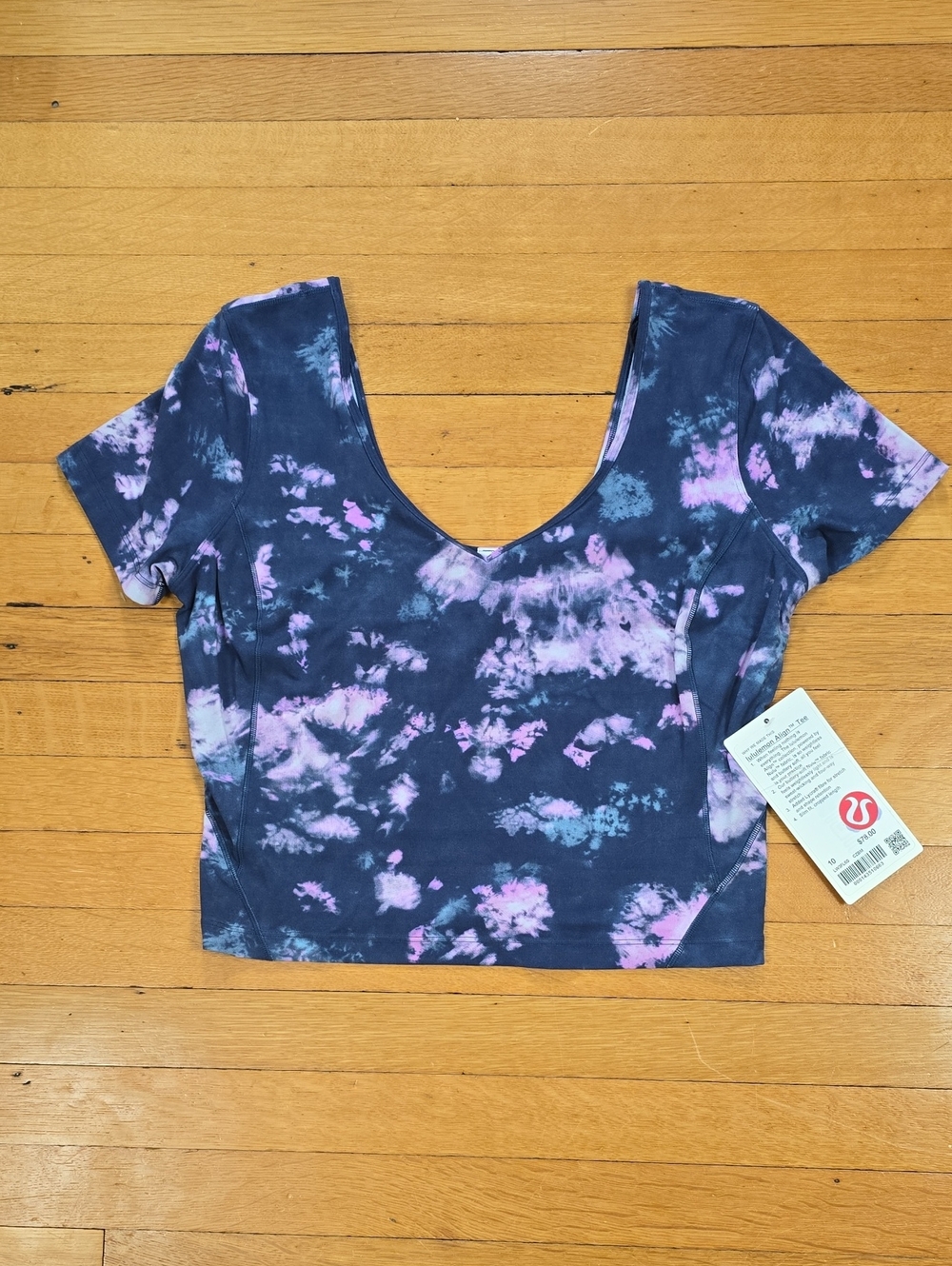NWT, Lululemon, Align Tee, Tye-Dye Blue/Orchid, Women's 10